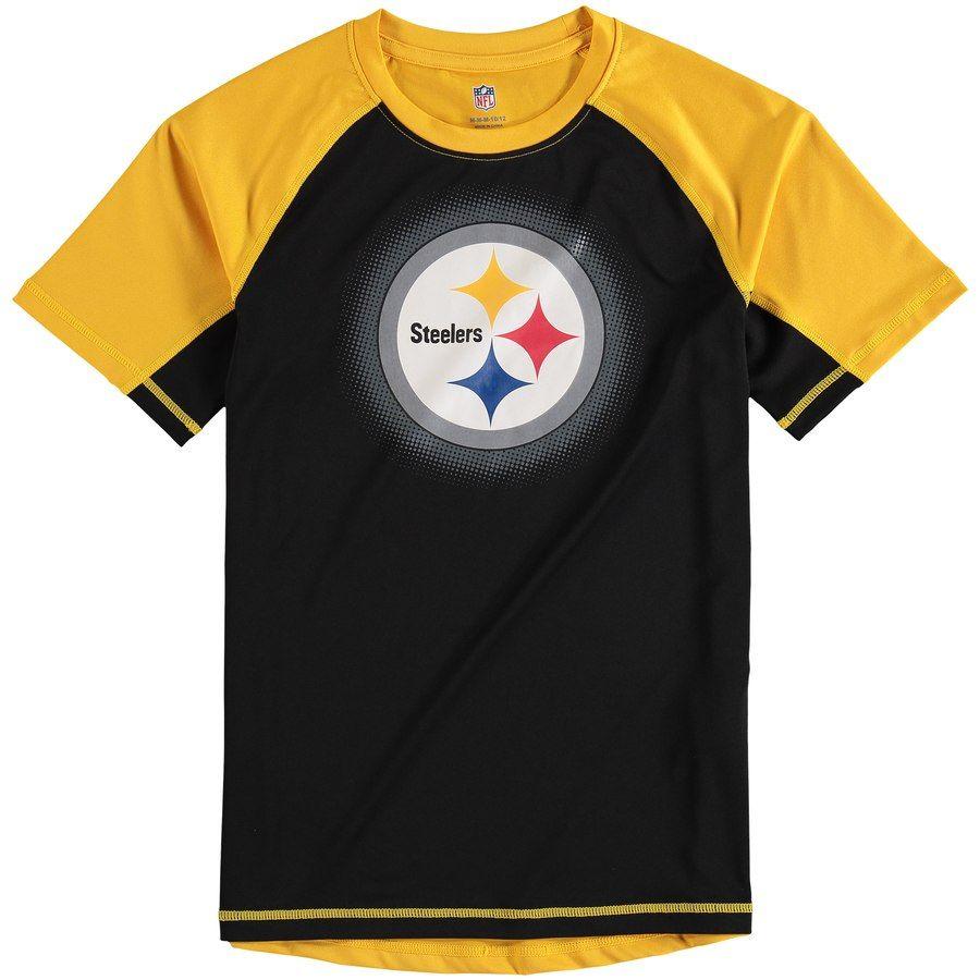 Black and Yellow Steelers Logo - Pittsburgh Steelers Youth Black Yellow Color Block Rash Guard T Shirt
