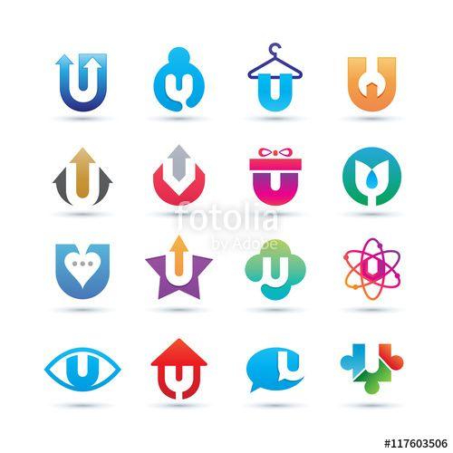 Letter U Logo - Set of Abstract Letter U Logo and Colorful Icon Logos