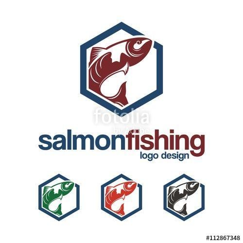 Hexagon Shaped Logo - Salmon Fishing Logo Design Elips Shaped Vector Template