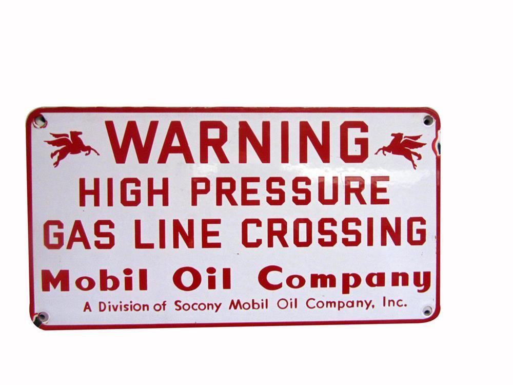 Oil Company Pegasus Logo - NOS 1950s Mobil Oil High Pressure Gas Line single-sided porce -