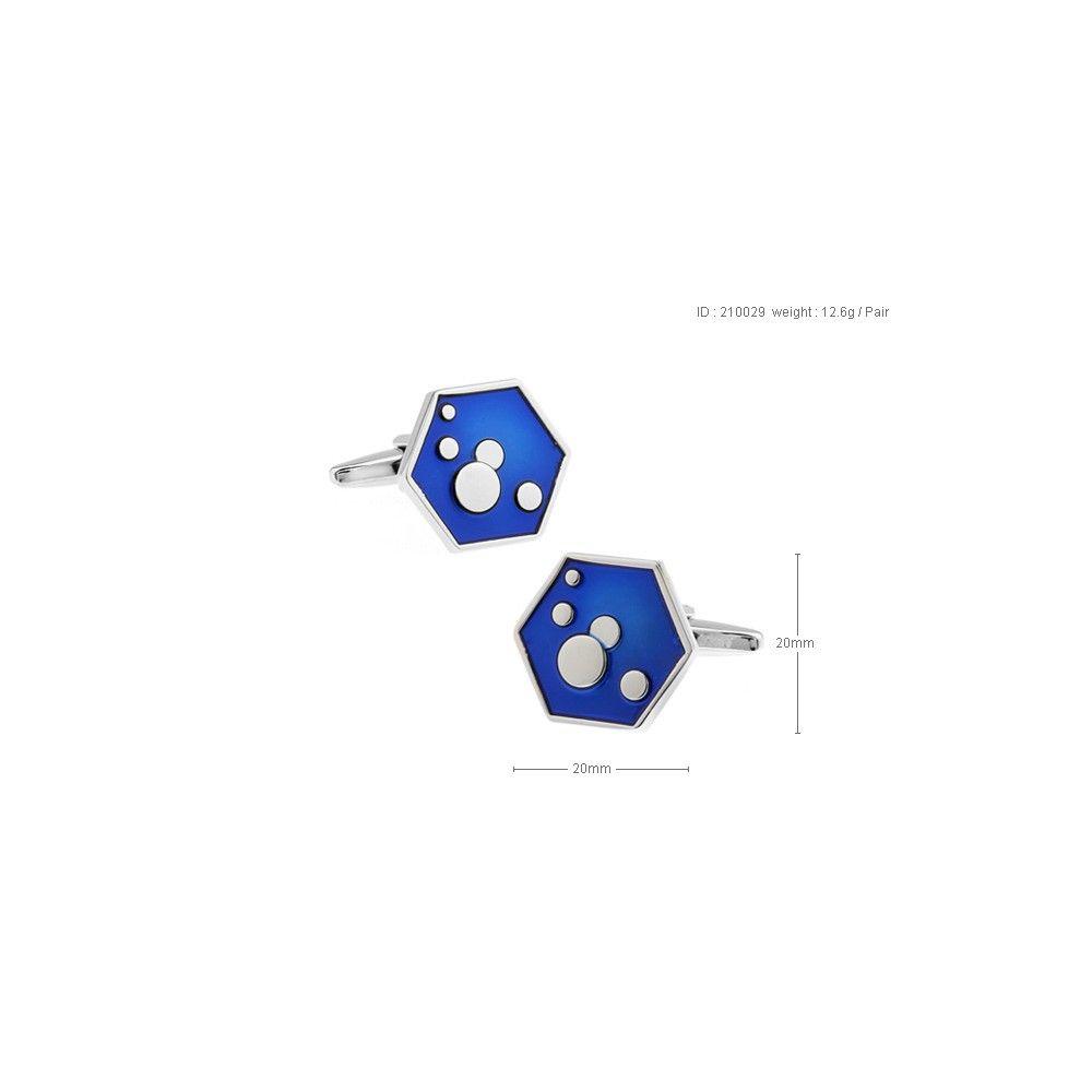 Hexagon Shaped Logo - Hexagon Shaped Cufflinks With Blue Enamel and Silver Bubbles 210029 ...