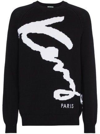 Kenzo Black Logo - Kenzo Black Signature Logo Sweater