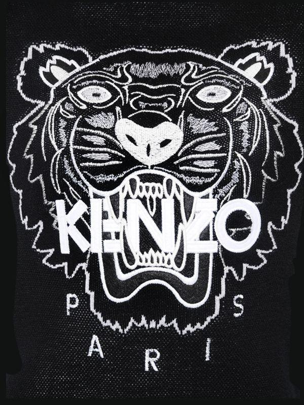 Kenzo Black Logo - KENZO Tiger Wool And Cotton Knit Pique Sweater in Black