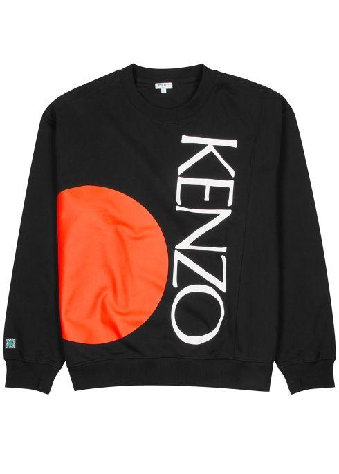 Kenzo Black Logo - KENZO Black logo-print cotton sweatshirt - Harvey Nichols