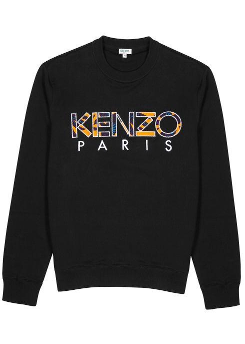 Kenzo Black Logo - KENZO Black Logo Appliquéd Cotton Sweatshirt