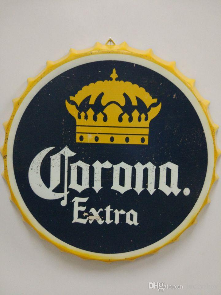 Vintage Corona Logo - Corona Extra Vintage Round Tin Sign Bottle Cap Design Beer Cap Beer ...