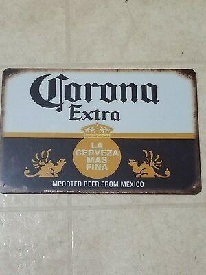 Vintage Corona Logo - CORONA EXTRA BEER Sign Metal Tin Logo Vintage Style Cerveza U.S ...