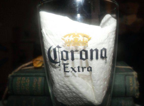 Vintage Corona Logo - Vintage Corona Extra Half Pint Beer Glass. Etched Glass Logo