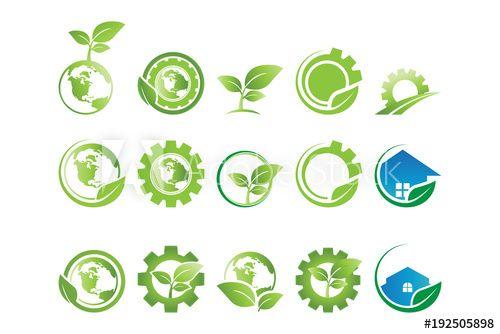 Agriculture Logo - Collection of gear and leaf go green agriculture logo and icon