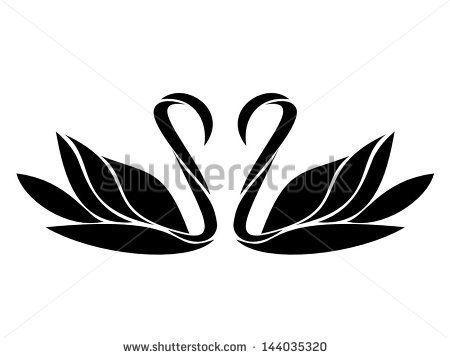 Two Swans Logo - logo swan and heart. Two Swans Clipart Two Black Swans Stock Vector