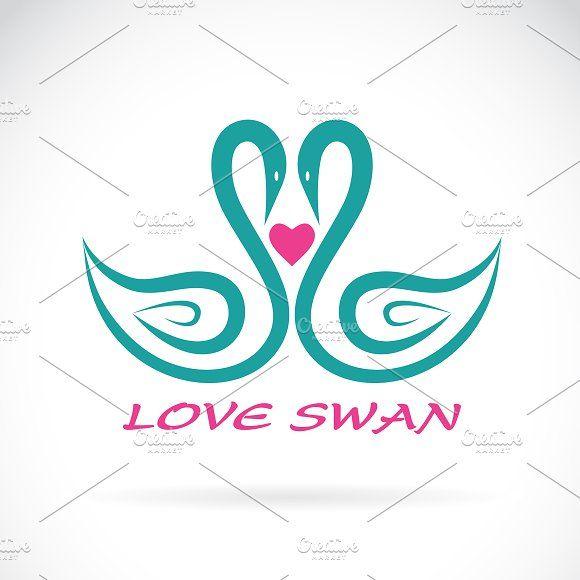 Two Swans Logo - Vector of two swan and heart. Animal