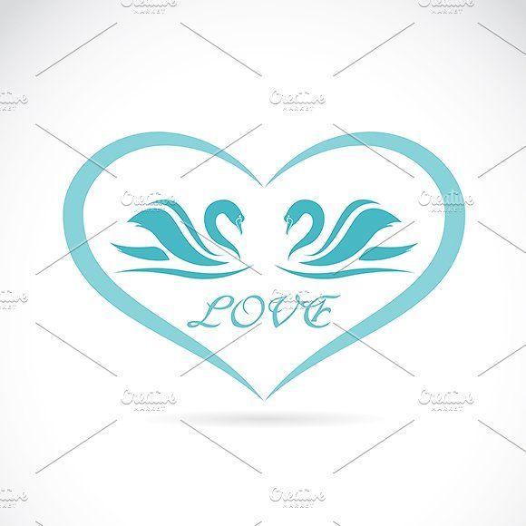 Two Swans Logo - Two swans in a heart shape. ~ Icons ~ Creative Market