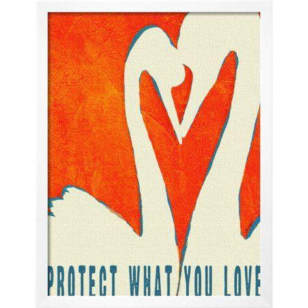 Two Swans Logo - Protect What You Love Swans Framed Print Wall Art By Lisa