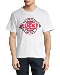 Lucky Brand Logo - Lucky Brand Crewneck Logo Tee in Gray for Men