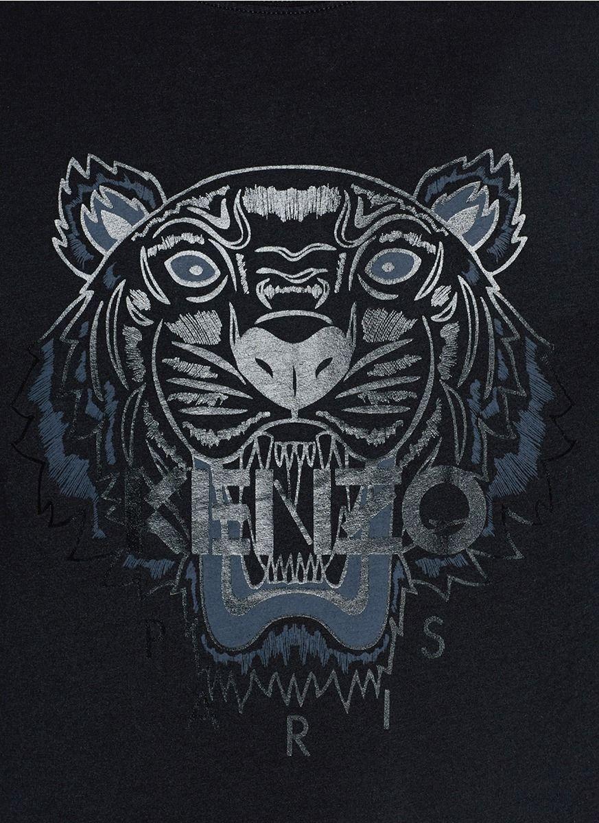 Kenzo Black Logo - Lyst Tiger Print T Shirt In Black