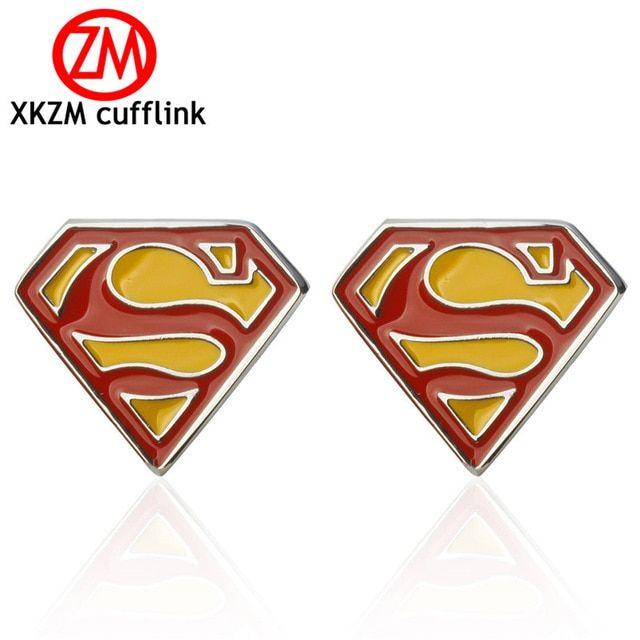 Red Yellow Superman Logo - High Quality French Style red yellow superman Cufflinks For Mens