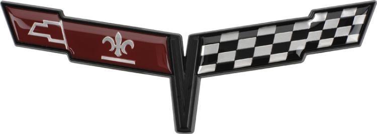 C3 Corvette Logo - C3 Corvette 1981 Crossed Flags Nose Emblem W/ Black Border ...