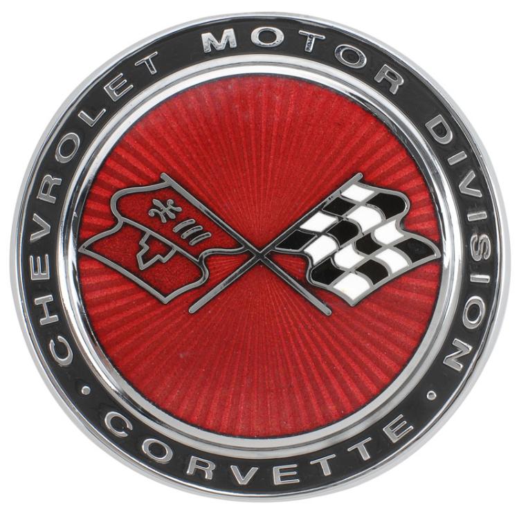 C3 Corvette Logo - C3 Corvette 1973-1976 Crossed Flags Cloisonne Nose Emblem ...