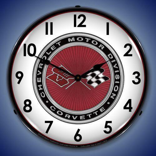 C3 Corvette Logo - C3 Corvette Logo Lighted Clock