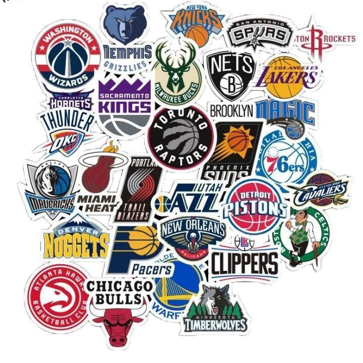 NBA Team Logo - PVC Waterproof NBA Team Logo Stickers (Set of 32 pcs)