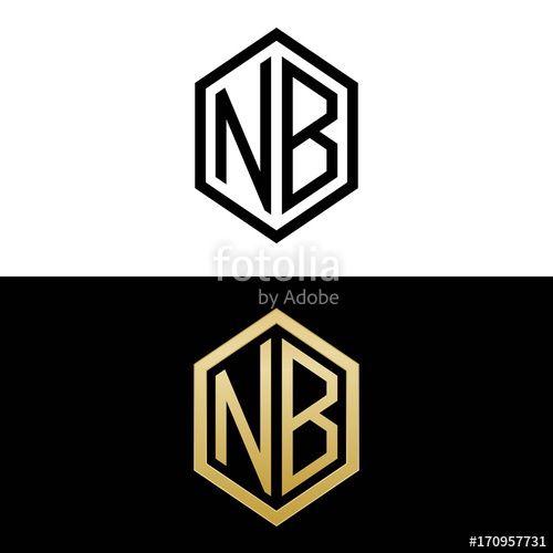 NB Logo - initial letters logo nb black and gold monogram hexagon shape vector ...