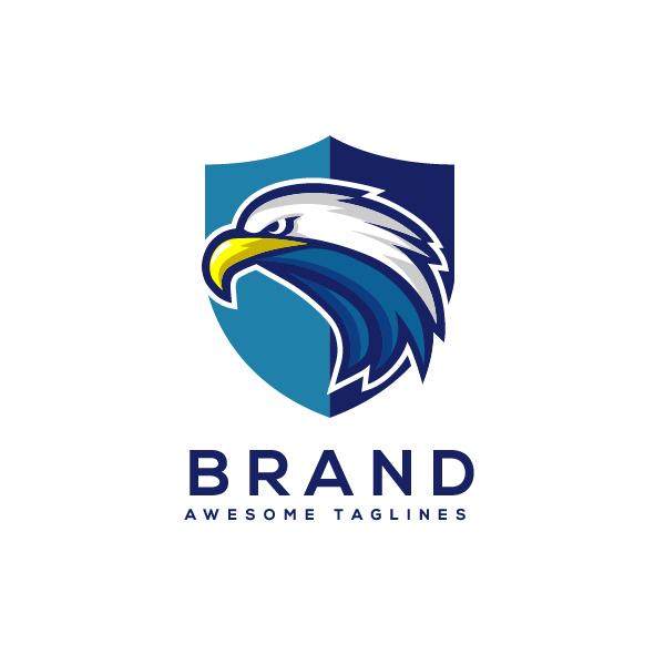 Blue Eagle Shield Logo - Eagles Logo Design - Eagle Shield Logo Vector Template - ExoticTheme