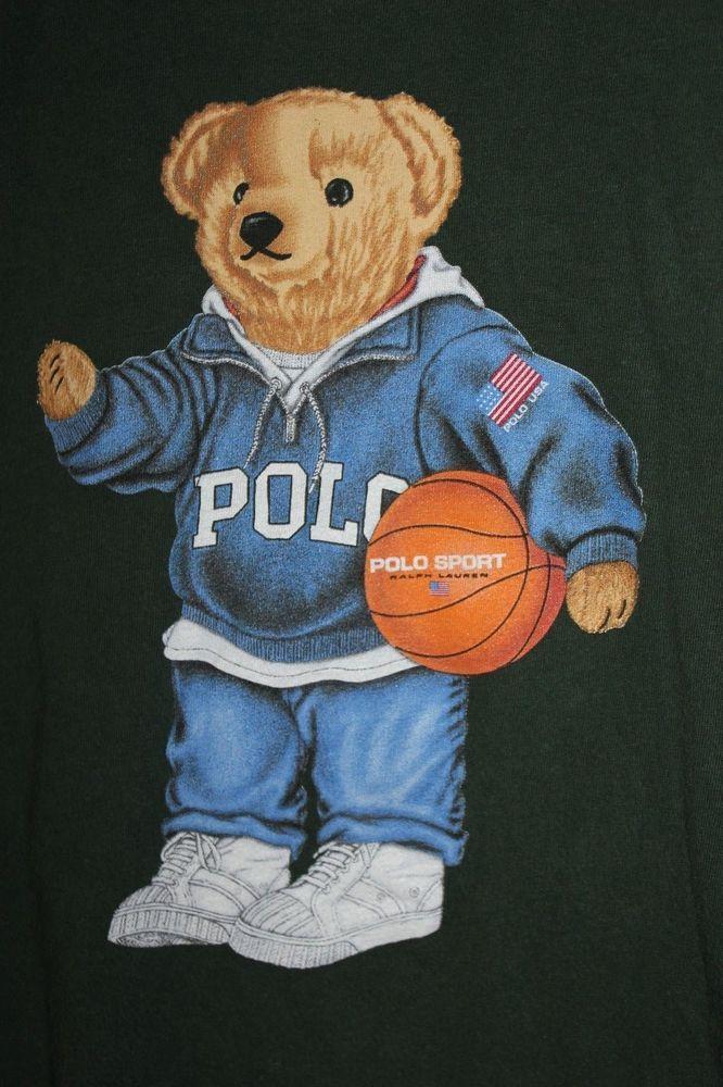 Polo Bear Logo - Polo Bear T Shirt Ralph Lauren Teddy Green Basketball USA Sport Mens ...