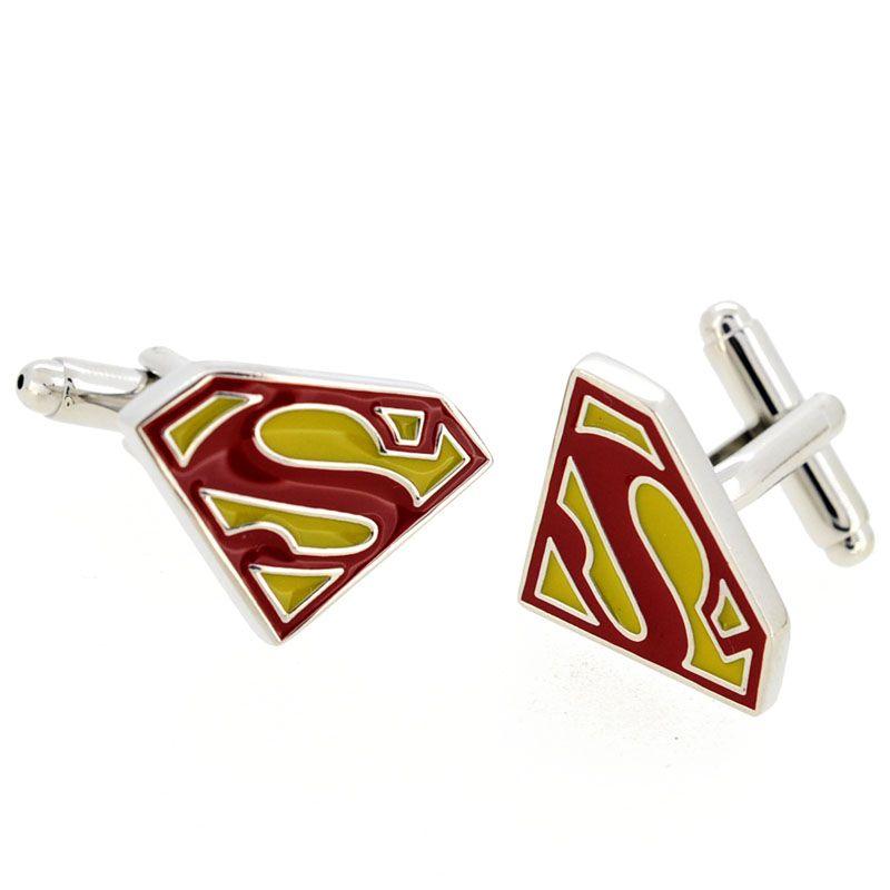 Red Yellow Superman Logo - Red & Yellow Superman Logo Cufflinks Costume Jewelry