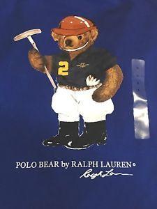 Polo Bear Logo - NEW Polo Ralph Lauren BEAR LOGO POLO BLUE Tee T SHIRT RARE