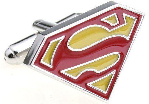 Red Yellow Superman Logo - Mens Silver Red & Yellow Superman Novelty Cufflinks with Alfred & Co ...