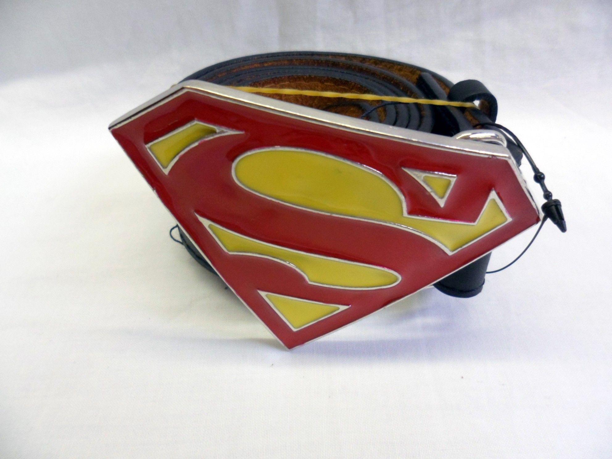 Red Yellow Superman Logo - CLASSIC RED AND YELLOW SUPERMAN BUCKLE with BELT - Spike Dabomb