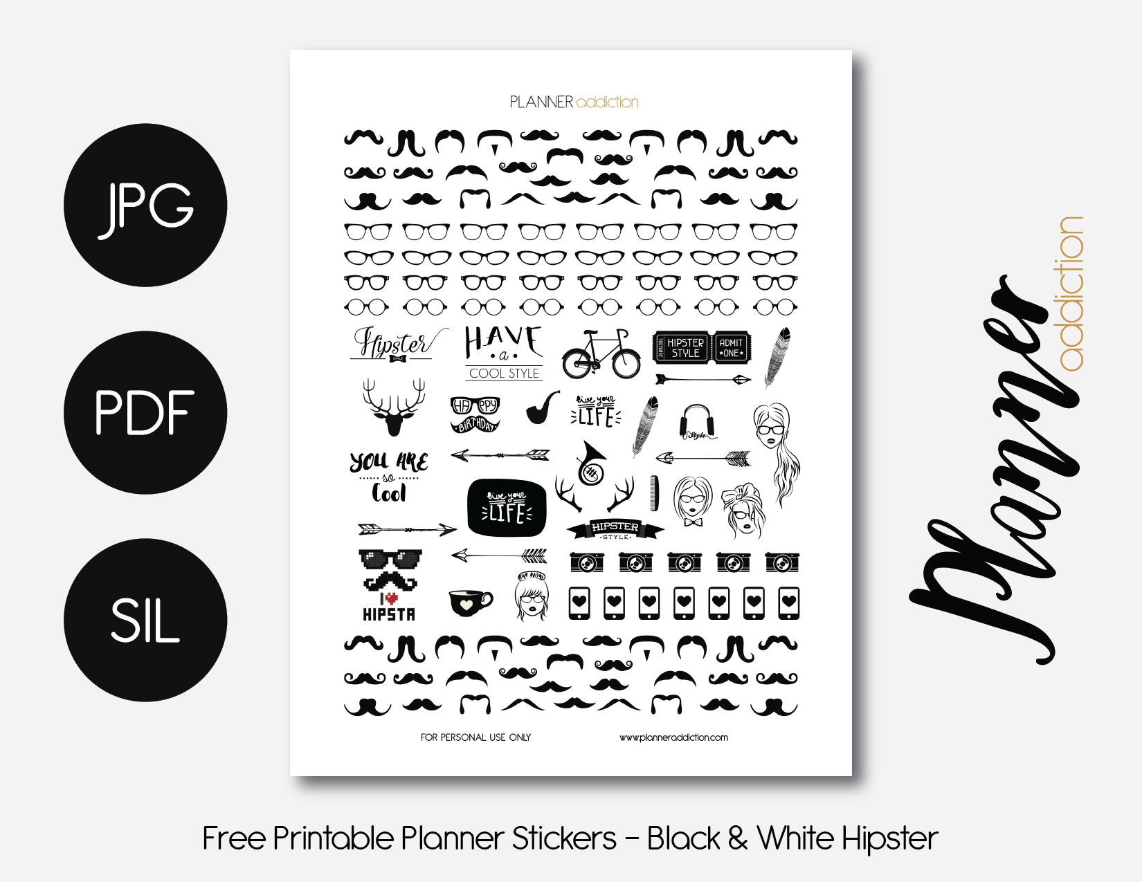 Printable Black and White Logo - Decorative – Planner Addiction