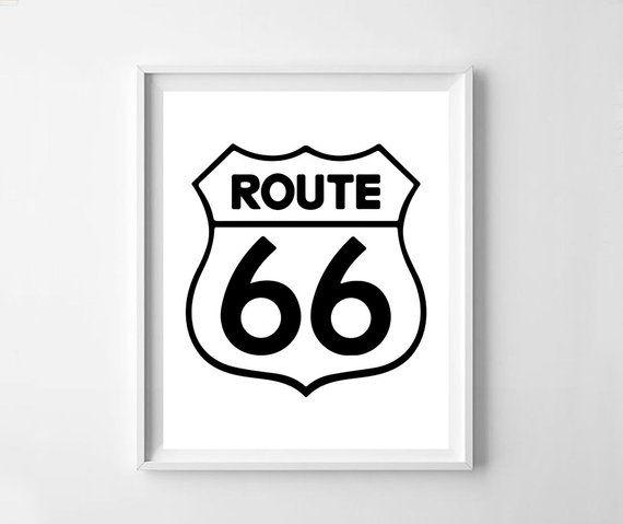 Printable Black and White Logo - Rout 66 Route 66 printable Route 66 logo black and white | Etsy