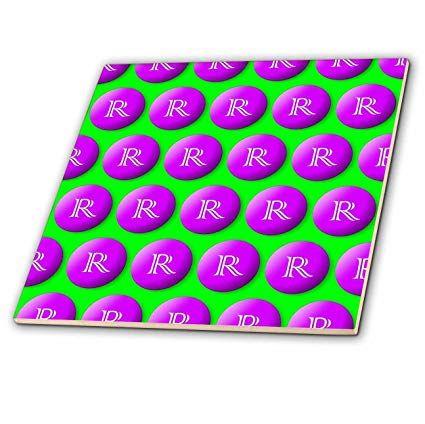 Purple and Green R Logo - 3DRose Russ Billington Monograms Purple Buttons Initial