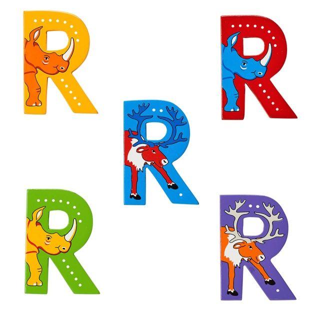 Purple and Green R Logo - Fair Trade Wooden Animal Letter R