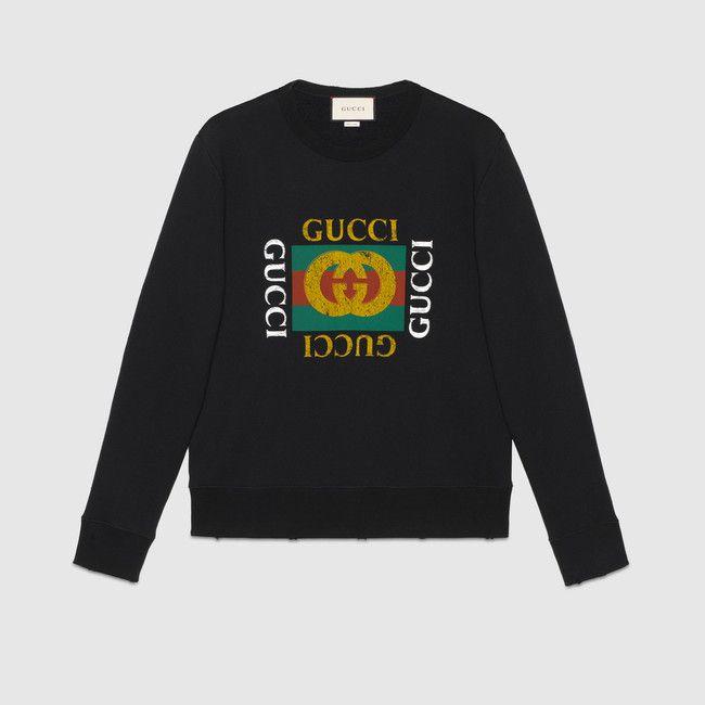 Gucci Clothing Logo - Cotton sweatshirt with Gucci logo