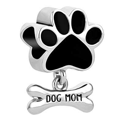 Black Paw Logo - Korliya Dog Mom Black Paw Bone Charm Dangle Bead for Bracelet ...