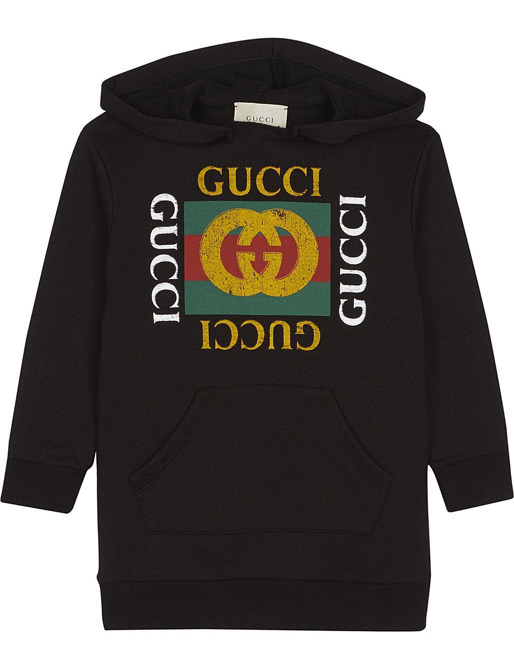 Gucci Clothing Logo - GUCCI - Logo print hooded sweatshirt dress 4-12 years | Selfridges.com