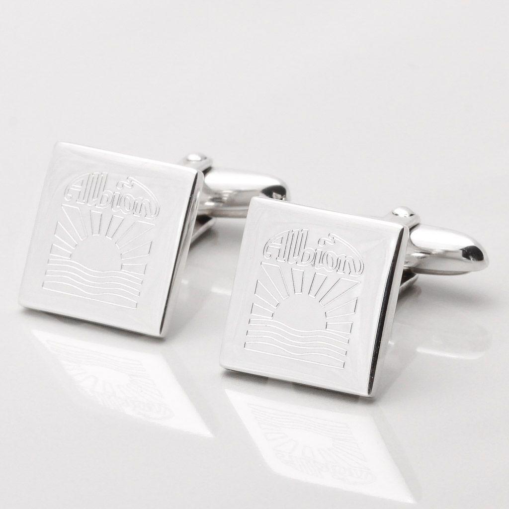 Silver Square Logo - Sterling Silver Square Engraved Logo Cufflinks