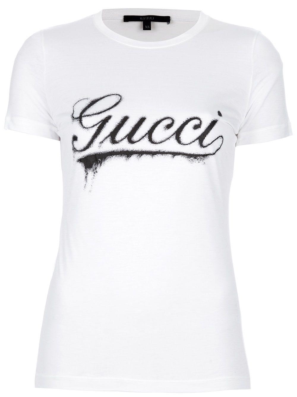 Gucci Clothing Logo - Gucci Logo Print Tshirt in Black