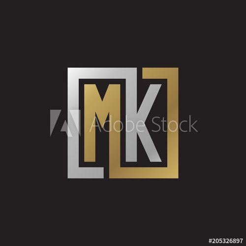 Silver Square Logo - Initial letter MK, looping line, square shape logo, silver gold