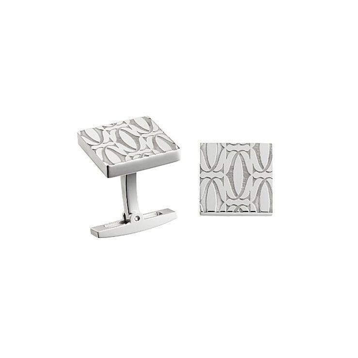 Silver Square Logo - C De Cartier Decor Decked Logo Silver Square Cufflinks Unisex Style