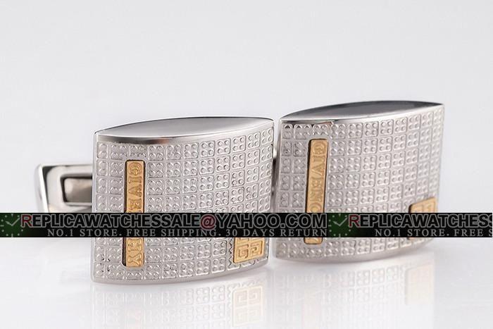 Silver Square Logo - Givenchy Sterling Silver Square Cufflinks With Yellow Gold Strip