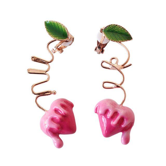 Ice Cream Green Leaf Logo - Korean Quality Pink Fruit Ice Cream Clip Earrings Without Piercing ...