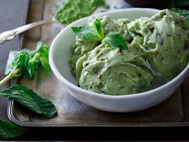 Ice Cream Green Leaf Logo - Matcha Mint Chocolate Chunk Ice Cream - Vegan Matcha Ice Cream