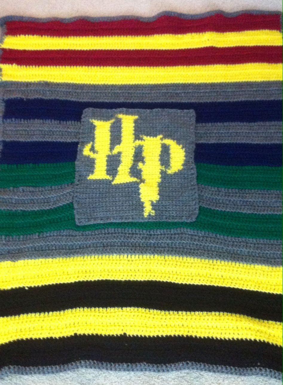 Crochet Harry Potter HP Logo - Harry potter afghan. No pattern attached. Double crochet in back of ...