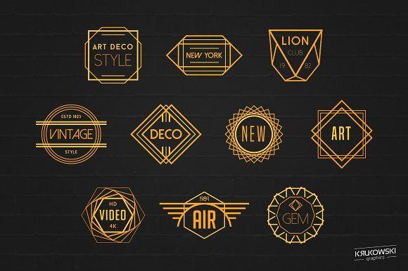 Art Deco Lion Logo - Art Deco Badges Logos Logo Templates Creative Market