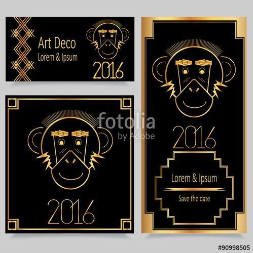 Art Deco Lion Logo - 2016 Merry Christmas and Happy New Year. Art Deco Vintage Frames ...