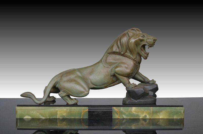 Art Deco Lion Logo - 1930.fr Stunning art deco lion by Rochard deco sculptures