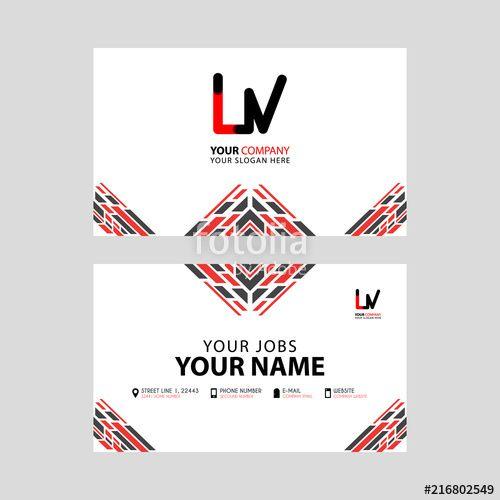 LV Company Logo - Horizontal name card with LV logo Letter and simple red black